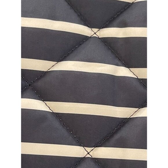 Womens British Khaki Quilted Vest Navy & White Stripes S Sleeveless Zipper Front - Picture 14 of 16